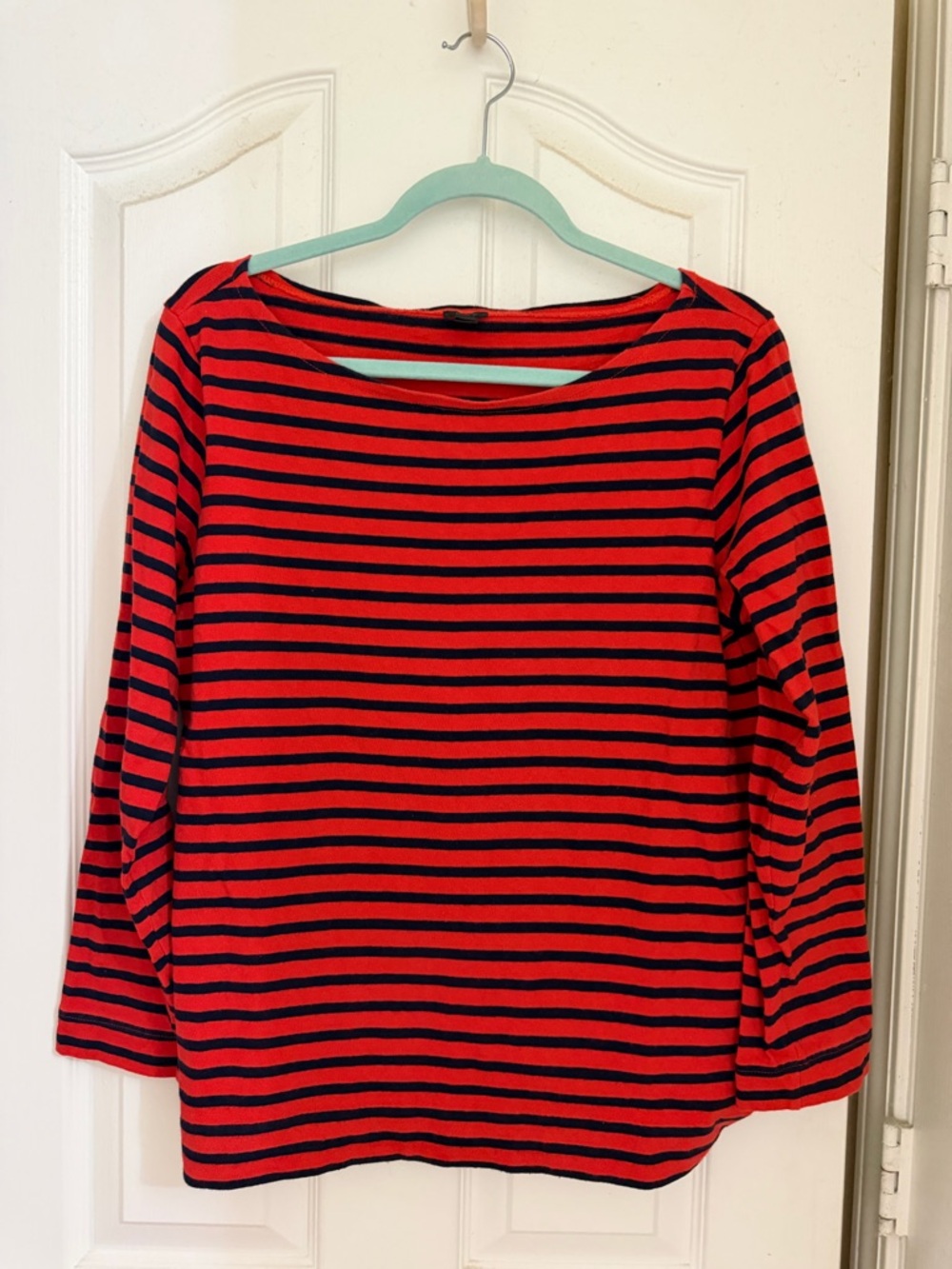 J. Crew Striped Boatneck Long-Sleeve Top
